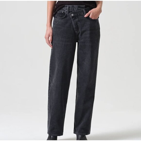 Agolde Denim - AGOLDE Criss Cross Upsized Jean In Shambles Black Denim Size 24
